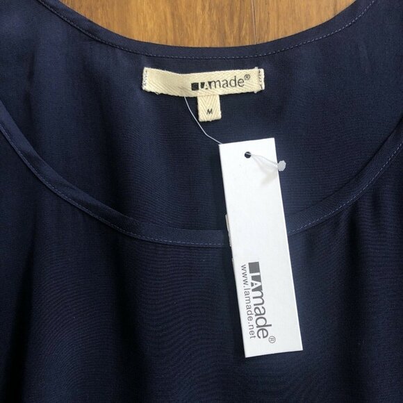 LAmade navy Silk ruched belt Shift Dress Medium NWT - Picture 11 of 16